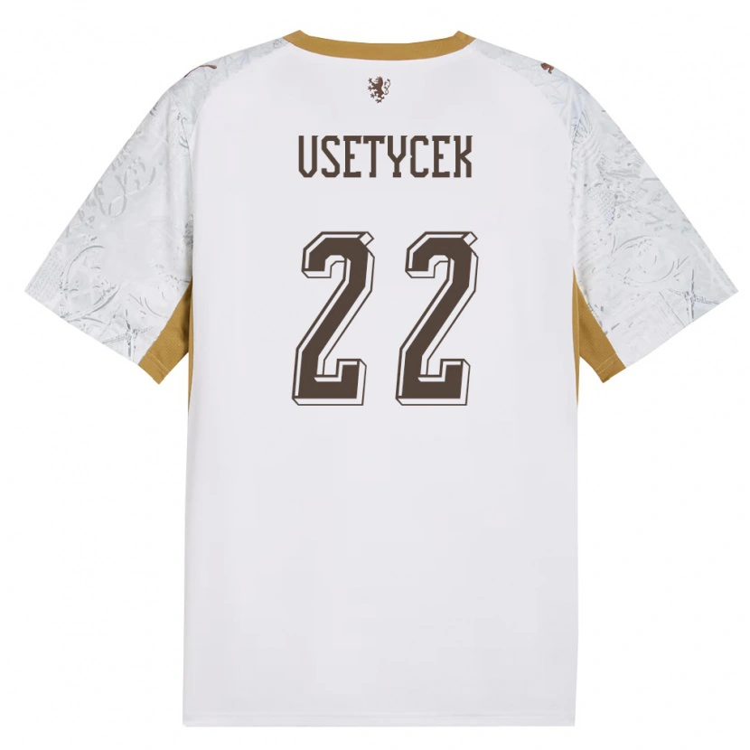 DanxenレディースチェコAdam Vsetycek#22オフホワイト 金 灰アウェイシャツ26-28ジャージーユニフォーム