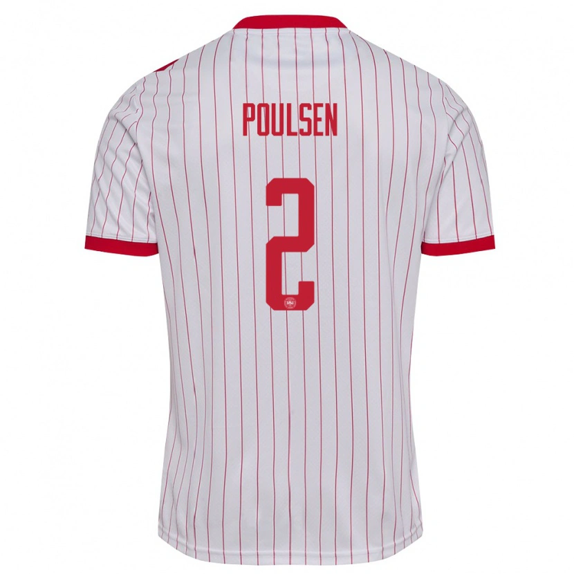 DanxenレディースデンマークXander Poulsen#2白 赤アウェイシャツ26-28ジャージーユニフォーム