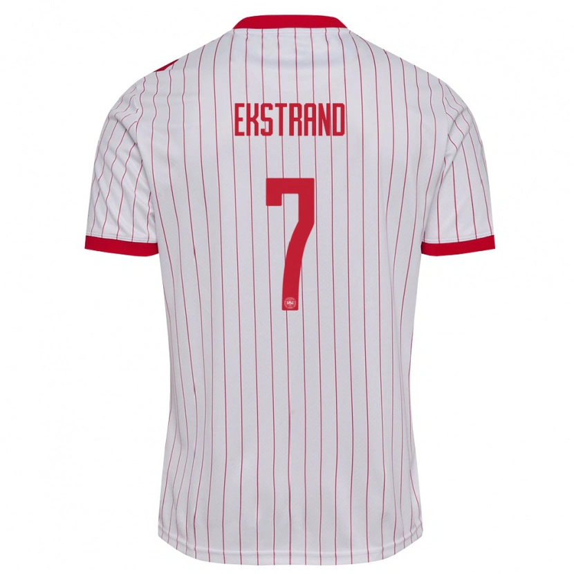 DanxenレディースデンマークTobias Ekstrand#7白 赤アウェイシャツ26-28ジャージーユニフォーム