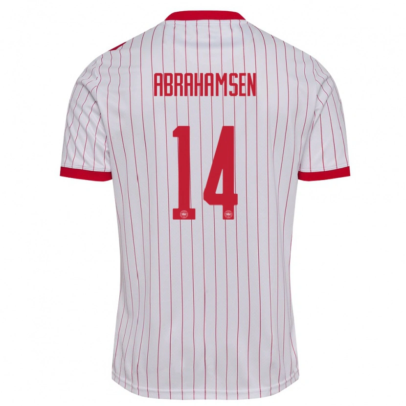 Danxenレディースデンマークマッツ・アブラハムセン#14白 赤アウェイシャツ26-28ジャージーユニフォーム