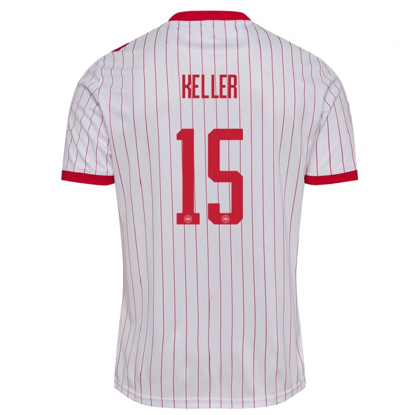 DanxenレディースデンマークPhilip Keller#15白 赤アウェイシャツ26-28ジャージーユニフォーム