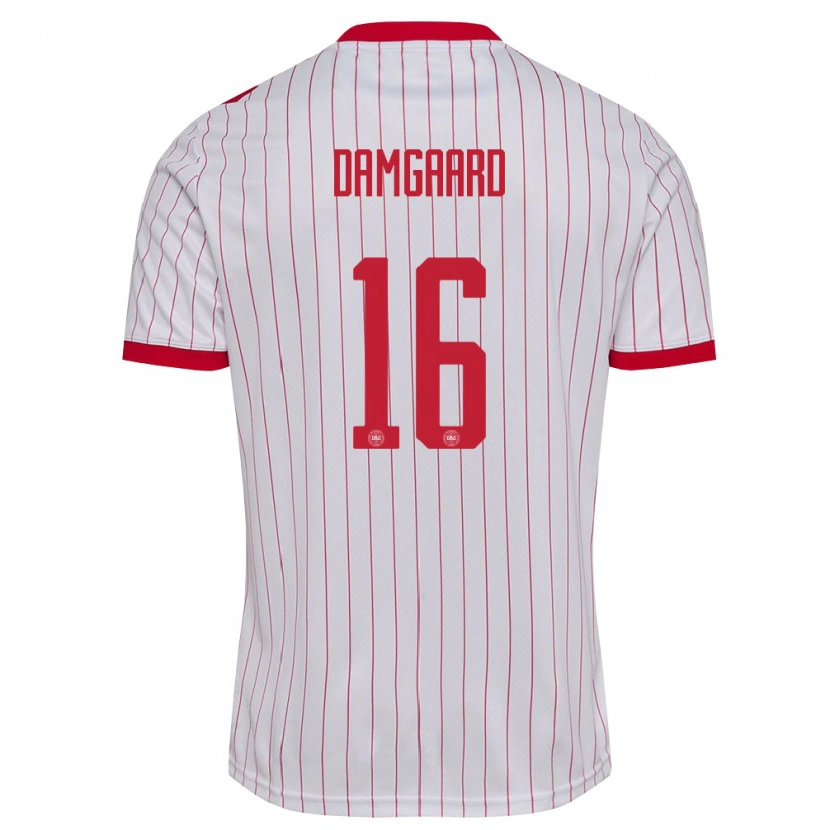 DanxenレディースデンマークWilliam Damgaard#16白 赤アウェイシャツ26-28ジャージーユニフォーム
