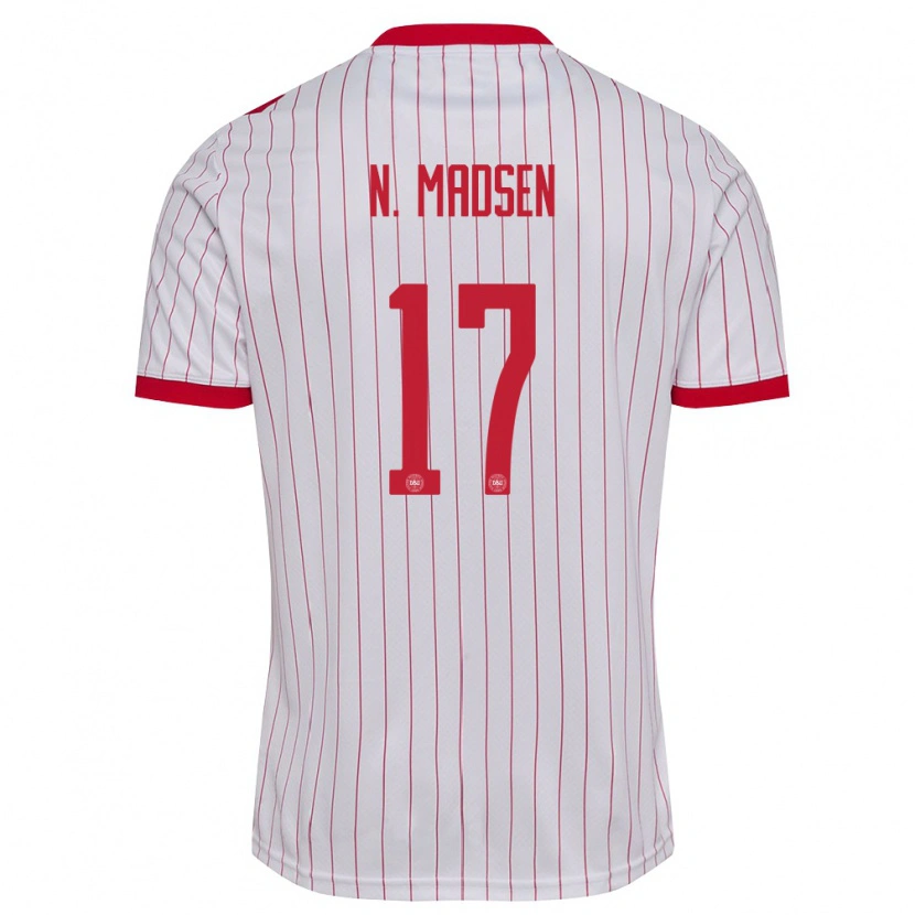 Danxenレディースデンマークニコラス・マーティン・ハウトープ・マドセン#17白 赤アウェイシャツ26-28ジャージーユニフォーム