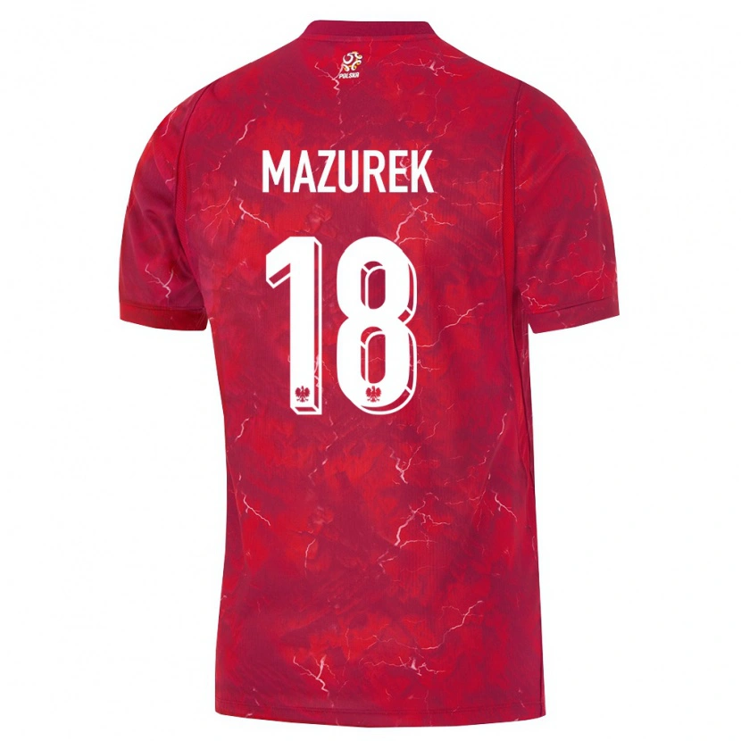 DanxenレディースポーランドBartosz Mazurek#18赤 白アウェイシャツ26-28ジャージーユニフォーム