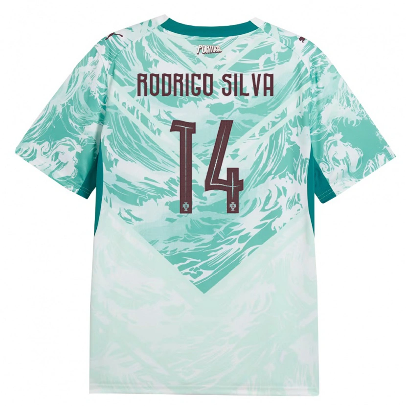 DanxenレディースポルトガルRodrigo Silva#14空色 白 緑アウェイシャツ26-28ジャージーユニフォーム