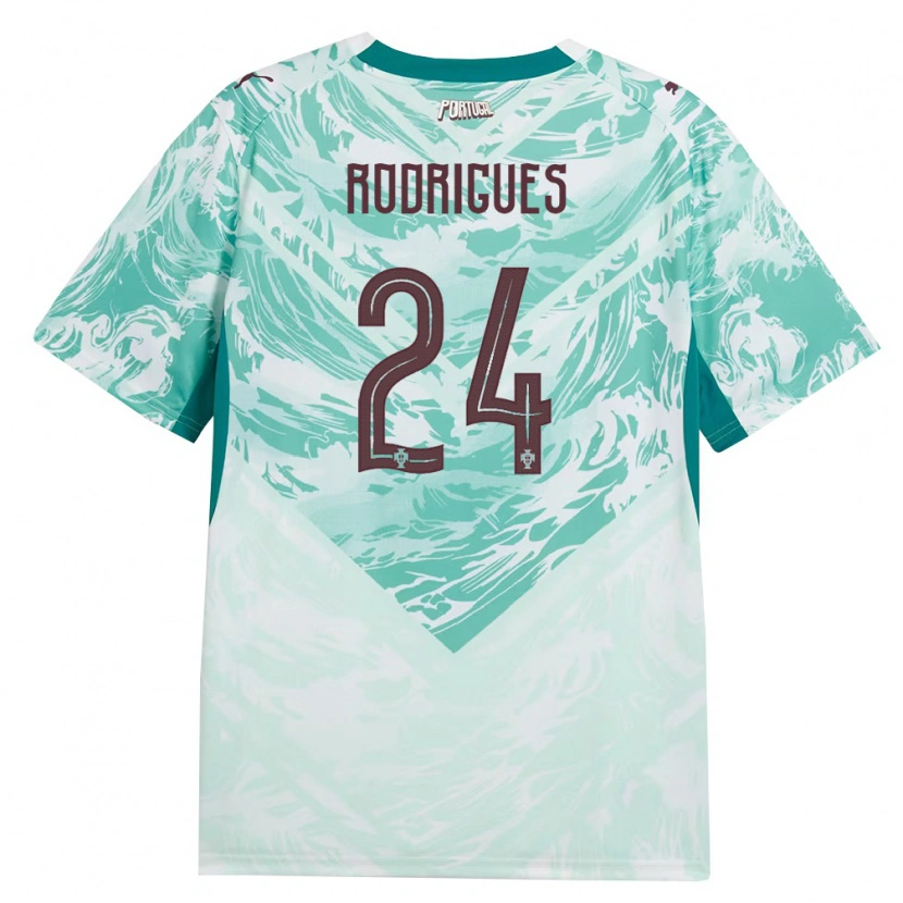 DanxenレディースポルトガルDavid Rodrigues#24空色 白 緑アウェイシャツ26-28ジャージーユニフォーム