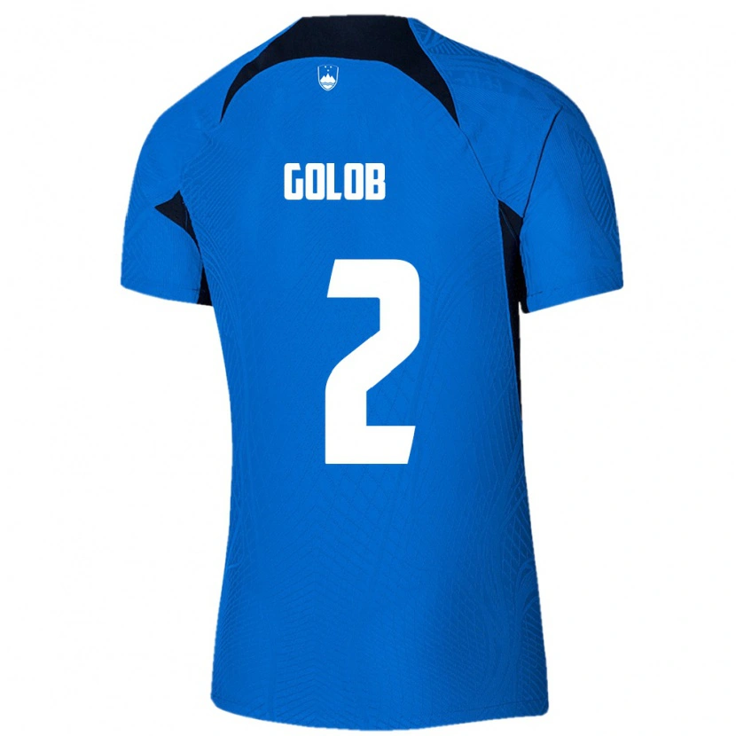 DanxenレディーススロベニアLana Golob#2青 白アウェイシャツ26-28ジャージーユニフォーム