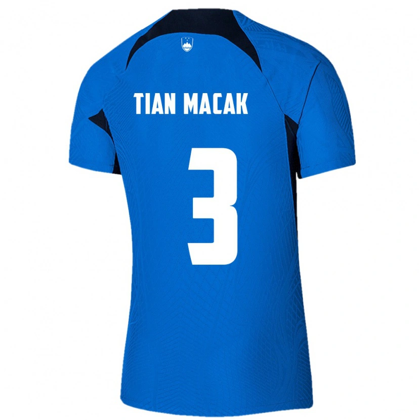 DanxenレディーススロベニアTian Macak#3青 白アウェイシャツ26-28ジャージーユニフォーム