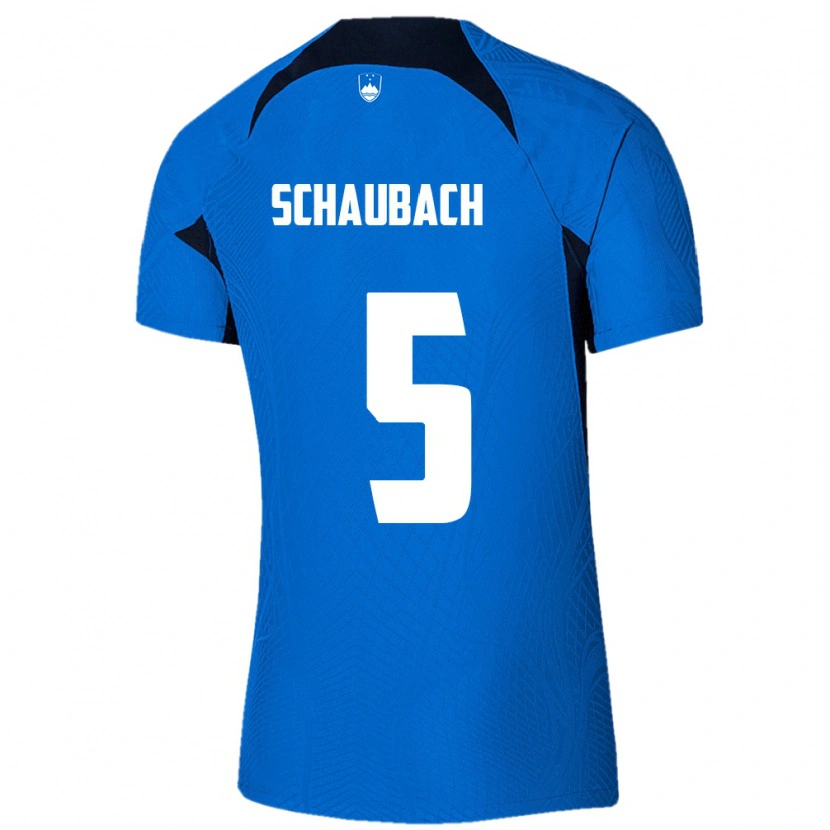 DanxenレディーススロベニアRok Schaubach#5青 白アウェイシャツ26-28ジャージーユニフォーム