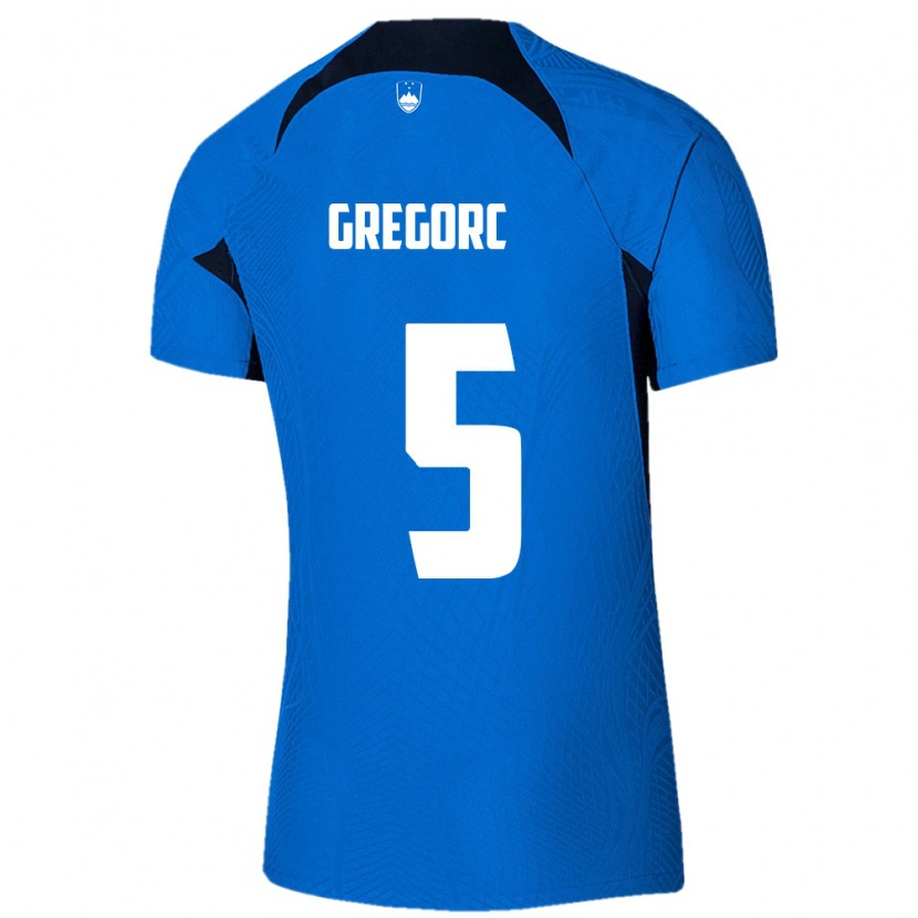DanxenレディーススロベニアMatija Gregorc#5青 白アウェイシャツ26-28ジャージーユニフォーム