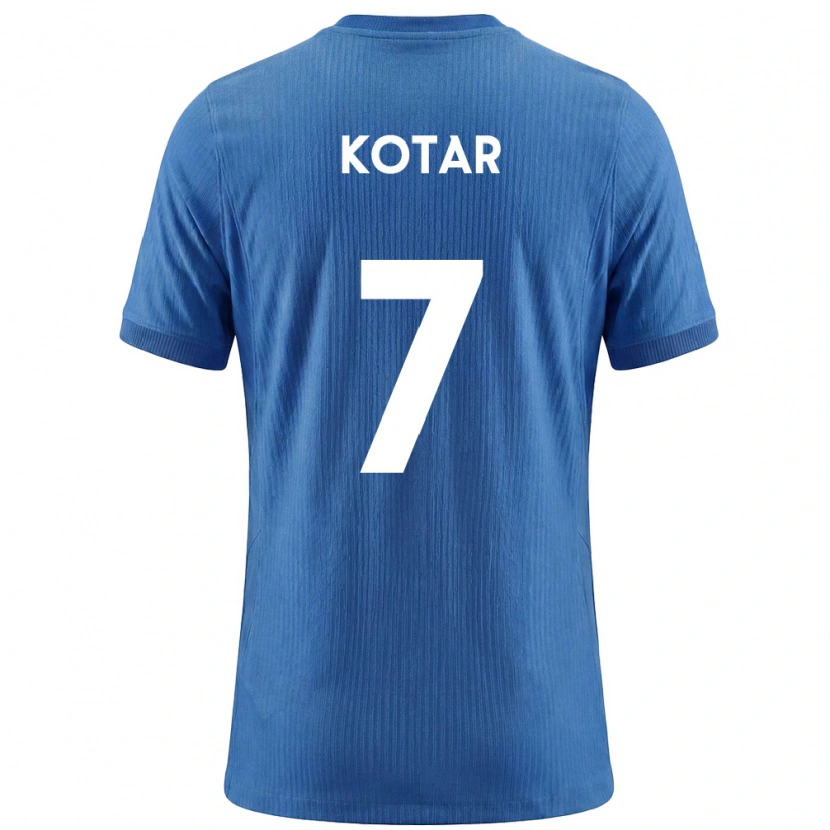 DanxenレディーススロベニアTristan Kotar#7青 白アウェイシャツ26-28ジャージーユニフォーム