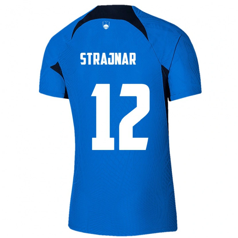 DanxenレディーススロベニアAljaz Strajnar#12青 白アウェイシャツ26-28ジャージーユニフォーム