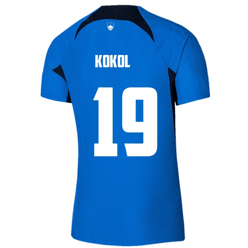 DanxenレディーススロベニアLuka Kokol#19青 白アウェイシャツ26-28ジャージーユニフォーム