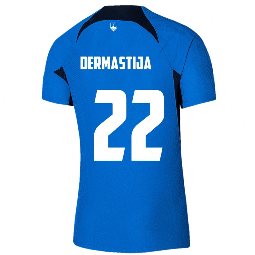 DanxenレディーススロベニアNejc Dermastija#22青 白アウェイシャツ26-28ジャージーユニフォーム