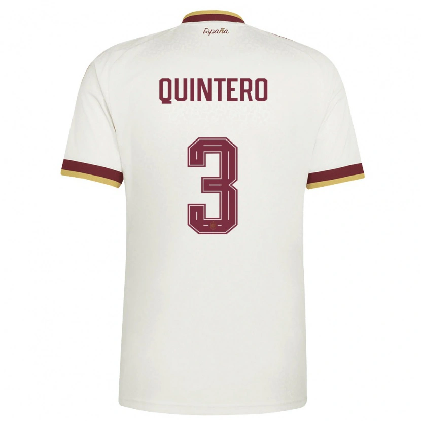 DanxenレディーススペインIker Quintero#3オフホワイト バーガンディアウェイシャツ26-28ジャージーユニフォーム