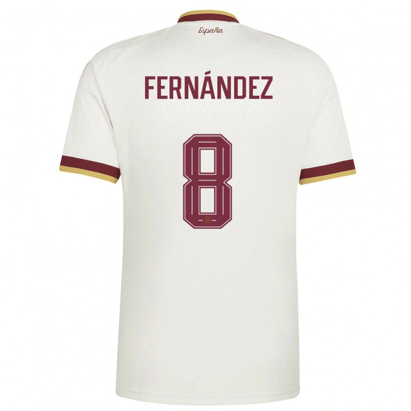 Danxenレディーススペインペドロ・フェルナンデス・サルミエント#8オフホワイト バーガンディアウェイシャツ26-28ジャージーユニフォーム