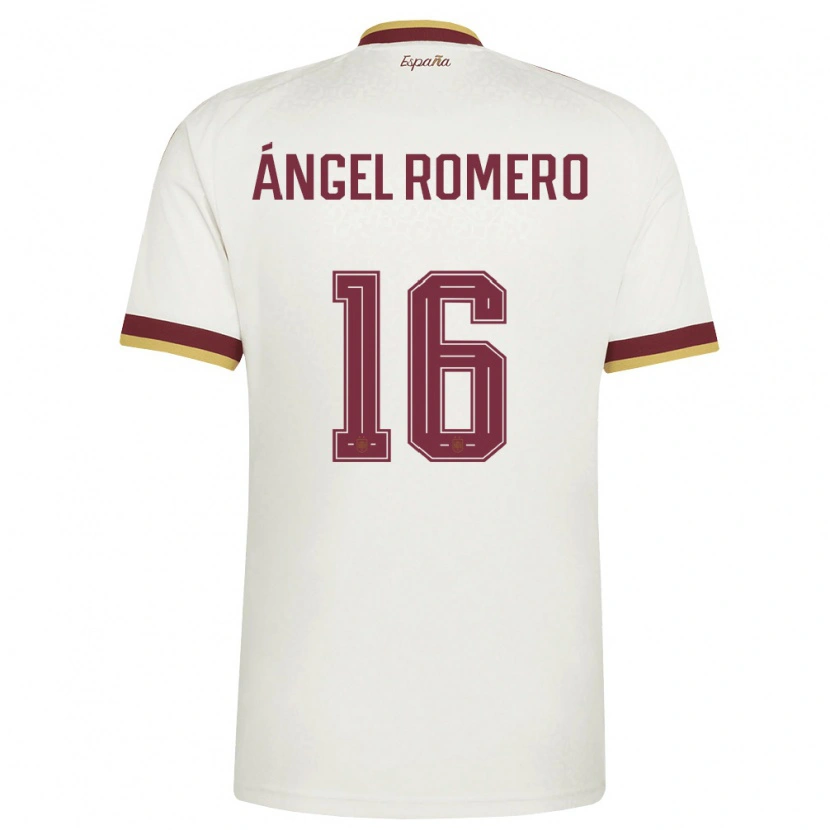 DanxenレディーススペインMiguel Romero#16オフホワイト バーガンディアウェイシャツ26-28ジャージーユニフォーム