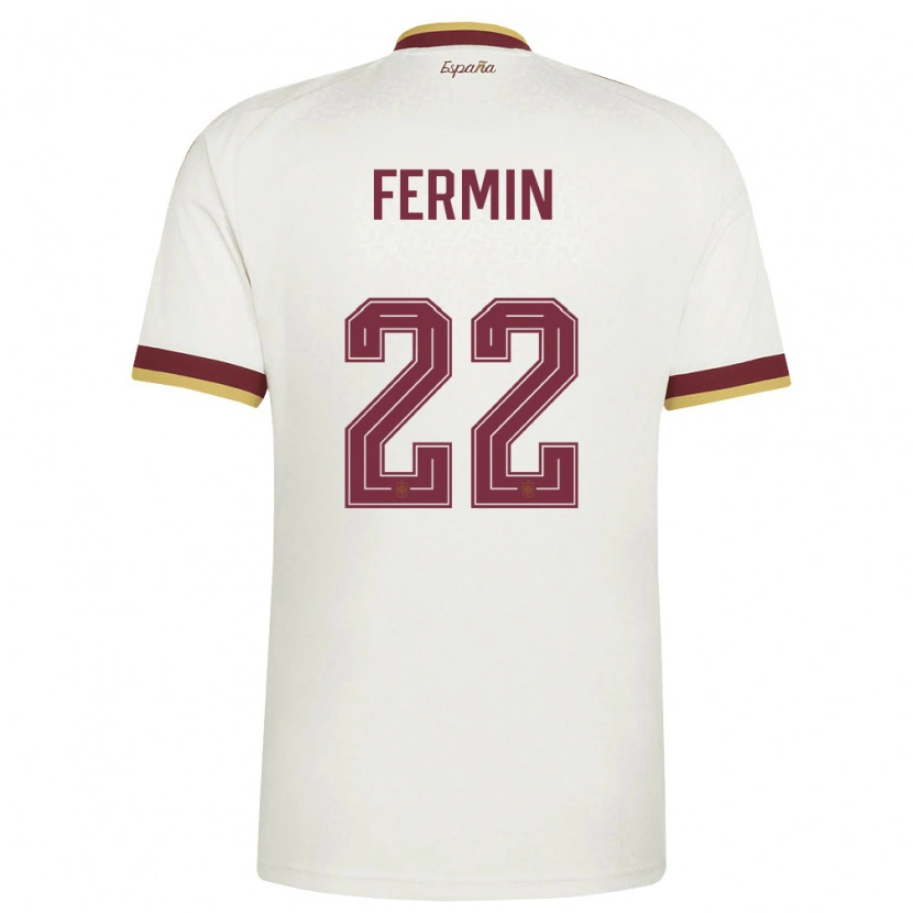 Danxenレディーススペインフェルミンロペス#22オフホワイト バーガンディアウェイシャツ26-28ジャージーユニフォーム