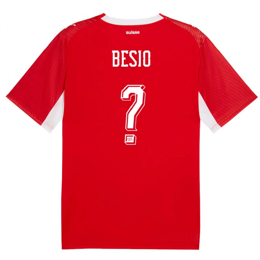 DanxenキッズスイスDiego Besio#0赤 白ホームシャツ26-28ジャージーユニフォーム