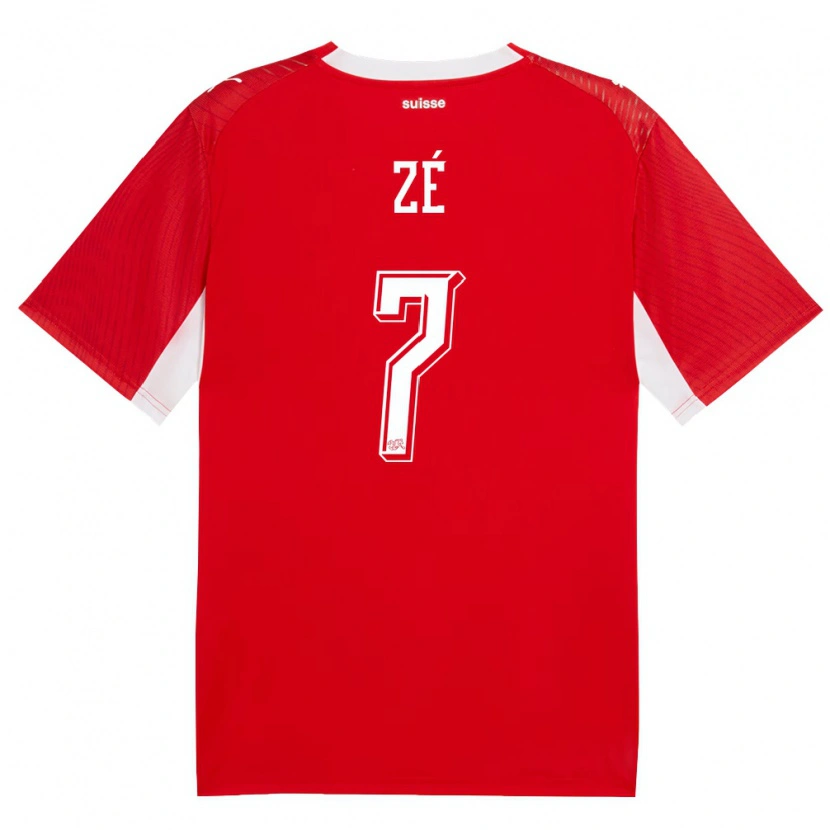 DanxenキッズスイスJunior Zé#7赤 白ホームシャツ26-28ジャージーユニフォーム