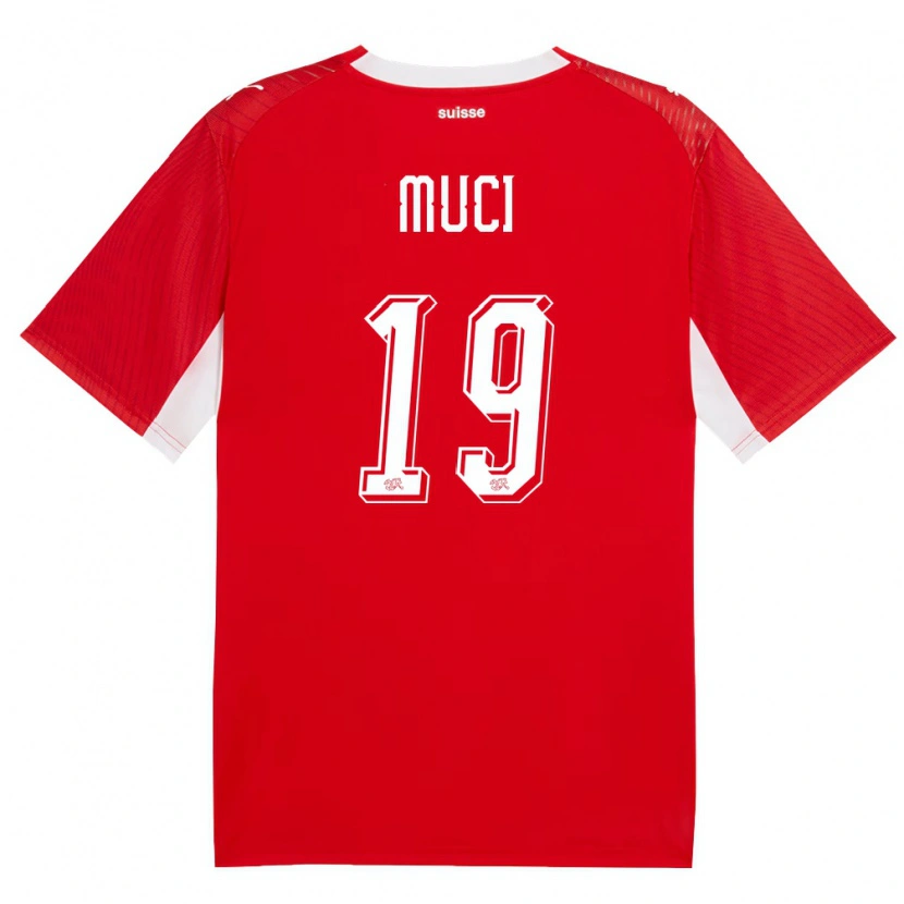 DanxenキッズスイスNikolas Muci#19赤 白ホームシャツ26-28ジャージーユニフォーム