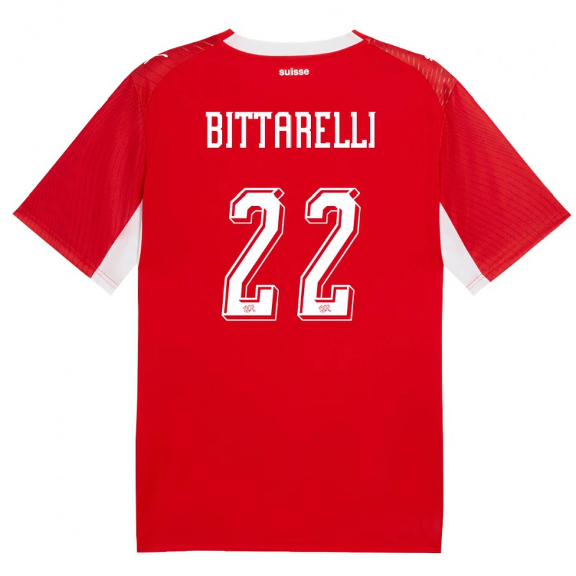 DanxenキッズスイスLorenzo Bittarelli#22赤 白ホームシャツ26-28ジャージーユニフォーム