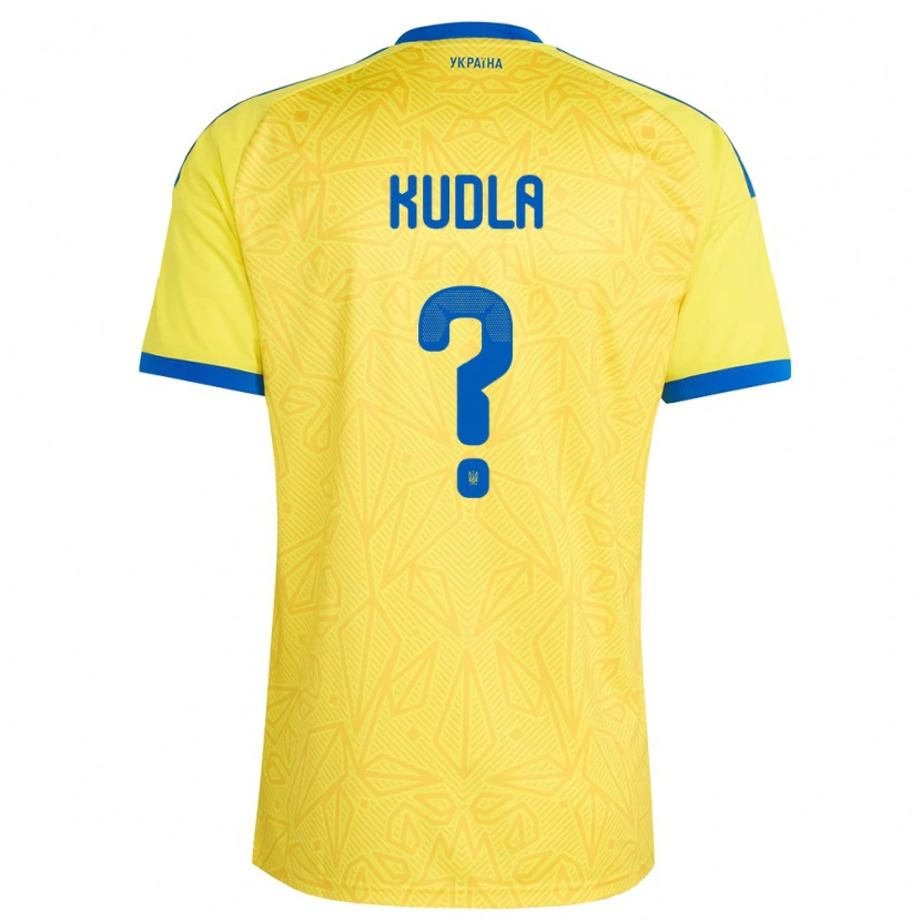 DanxenキッズウクライナRostyslav Kudla#0黄 青ホームシャツ26-28ジャージーユニフォーム