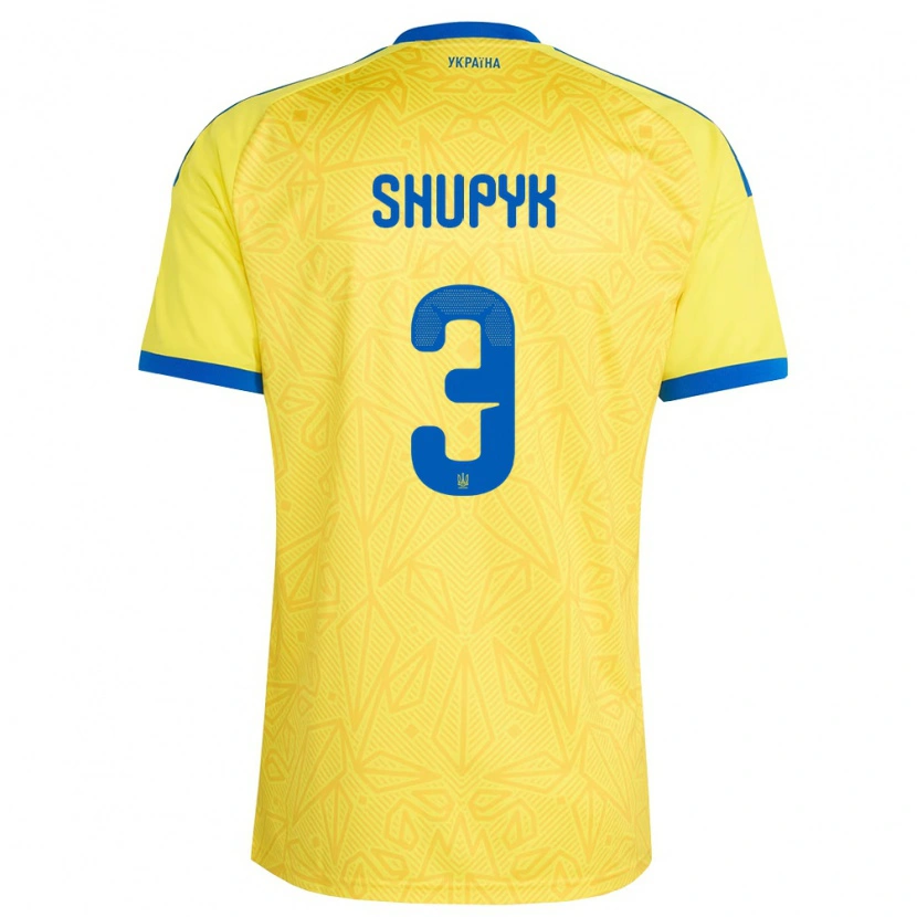 DanxenキッズウクライナRoman Shupyk#3黄 青ホームシャツ26-28ジャージーユニフォーム