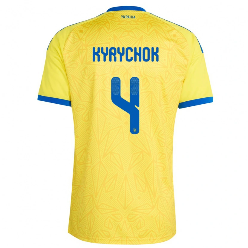 DanxenキッズウクライナMykola Kyrychok#4黄 青ホームシャツ26-28ジャージーユニフォーム