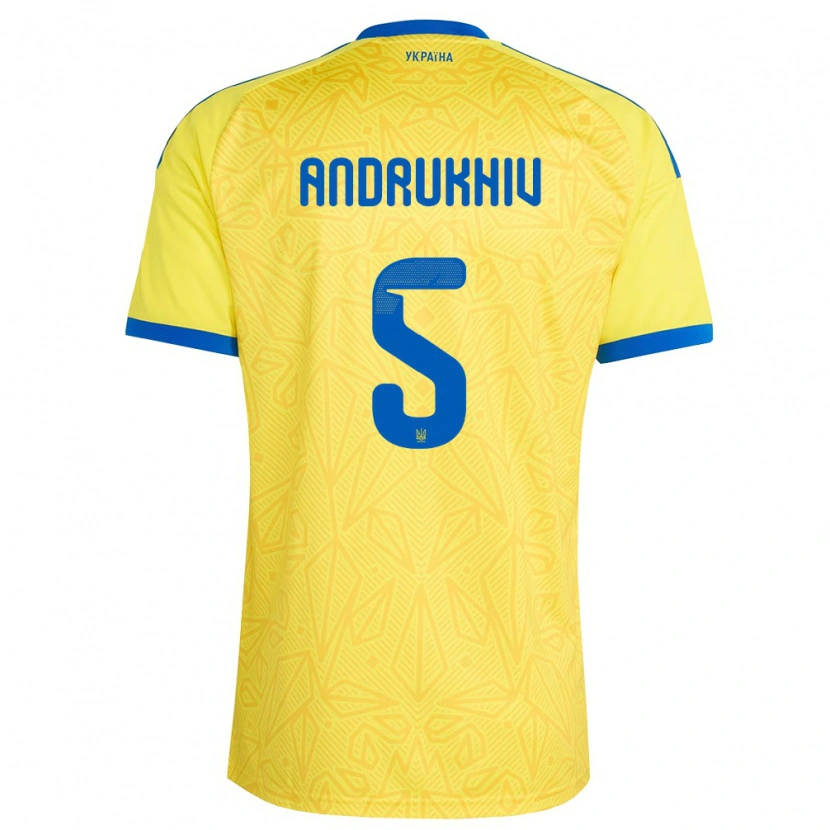 DanxenキッズウクライナVeronika Andrukhiv#5黄 青ホームシャツ26-28ジャージーユニフォーム
