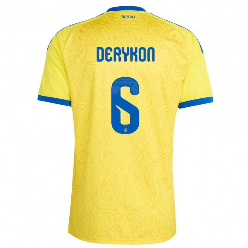 DanxenキッズウクライナArtem Derykon#6黄 青ホームシャツ26-28ジャージーユニフォーム