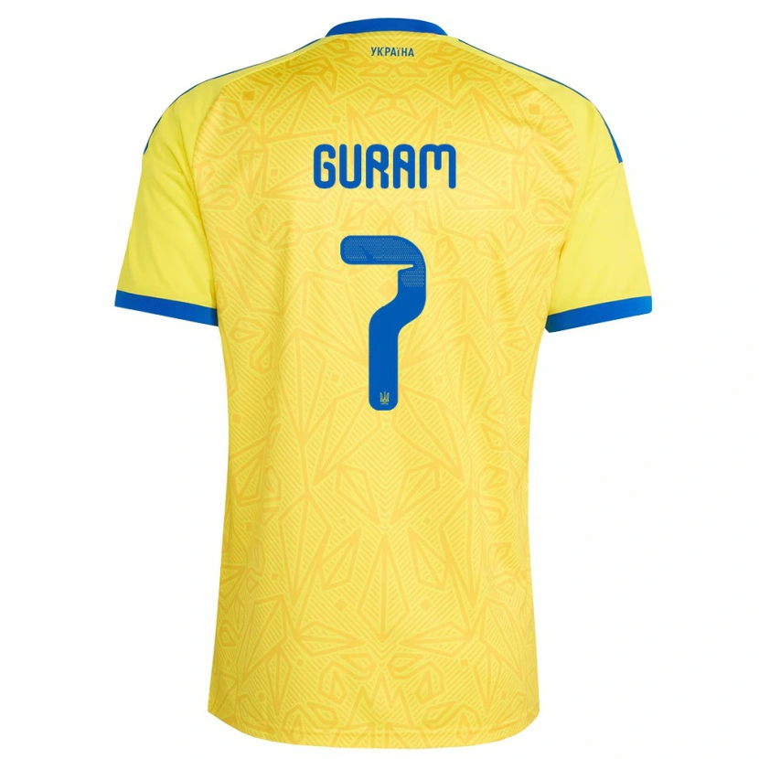 DanxenキッズウクライナAdam Guram#7黄 青ホームシャツ26-28ジャージーユニフォーム