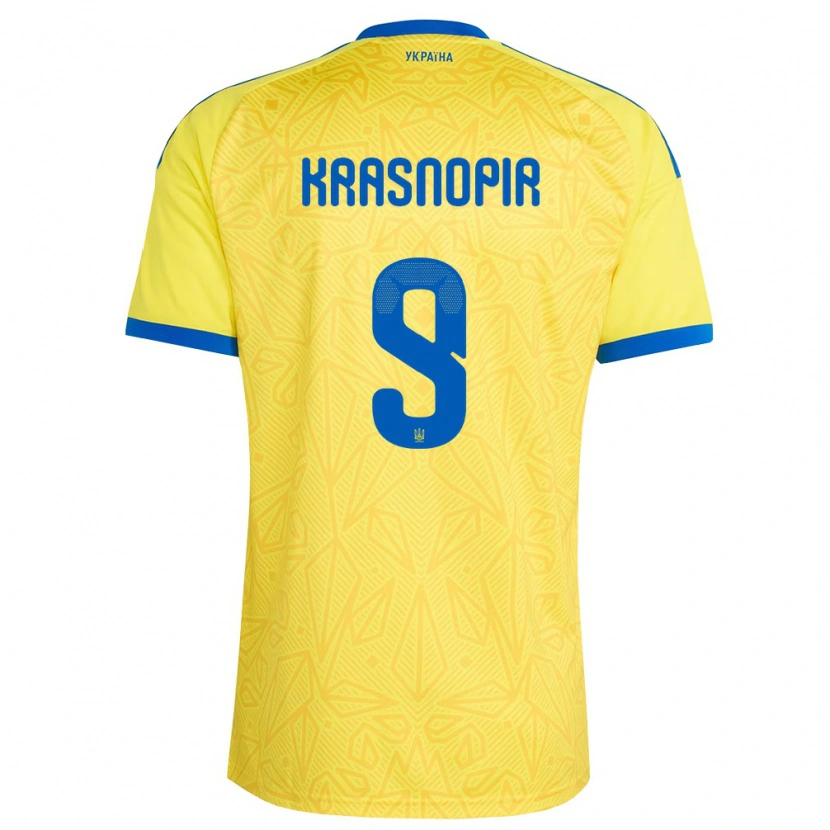 DanxenキッズウクライナIgor Krasnopir#9黄 青ホームシャツ26-28ジャージーユニフォーム