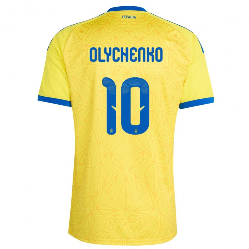 DanxenキッズウクライナBogdan Olychenko#10黄 青ホームシャツ26-28ジャージーユニフォーム