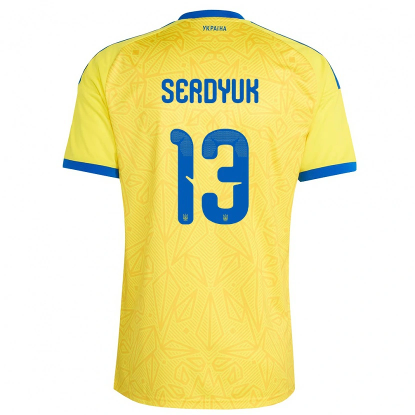 DanxenキッズウクライナKirill Serdyuk#13黄 青ホームシャツ26-28ジャージーユニフォーム