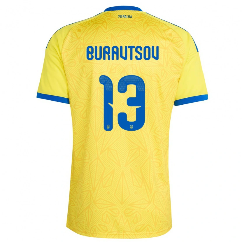 DanxenキッズウクライナYaroslav Buravtsov#13黄 青ホームシャツ26-28ジャージーユニフォーム