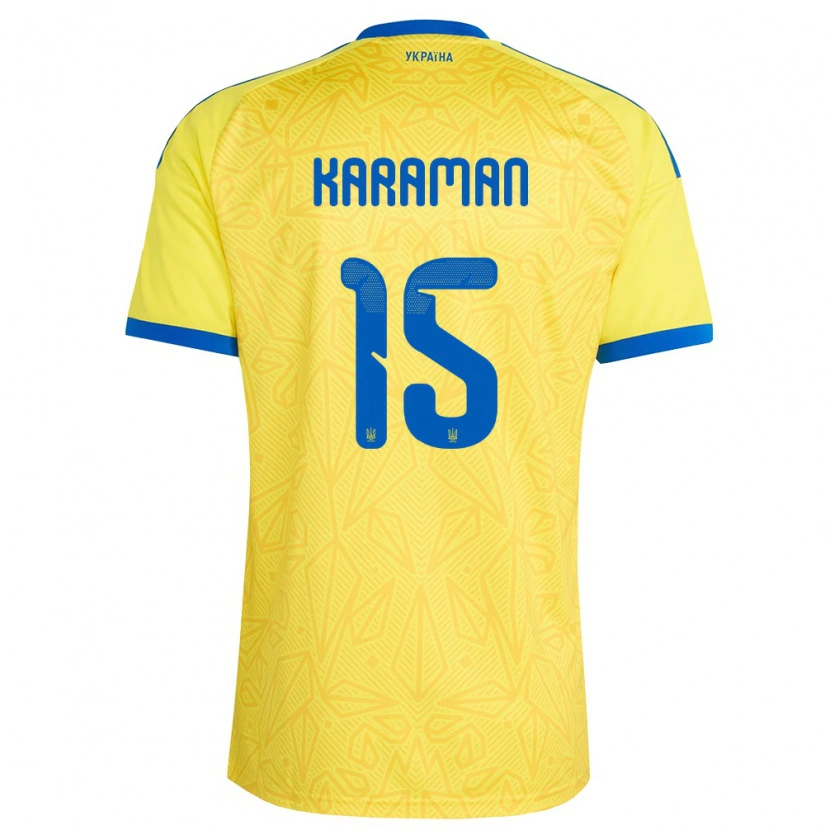 DanxenキッズウクライナYaroslav Karaman#15黄 青ホームシャツ26-28ジャージーユニフォーム