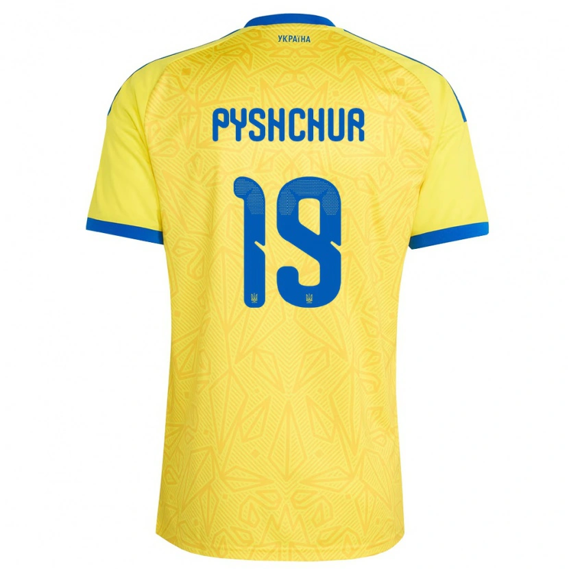 DanxenキッズウクライナOleksandr Pyshchur#19黄 青ホームシャツ26-28ジャージーユニフォーム