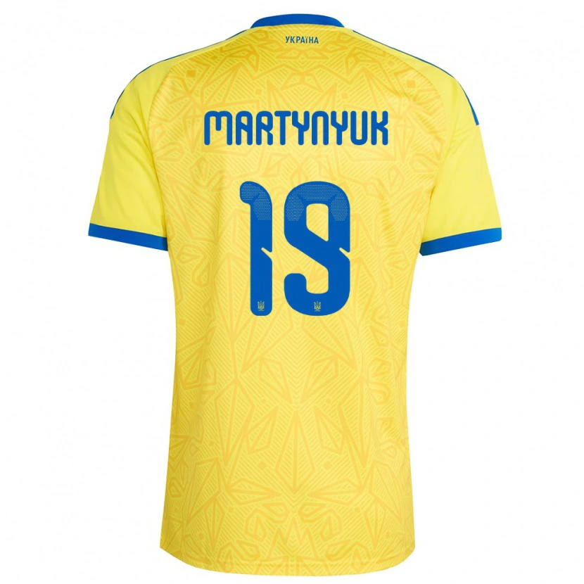 DanxenキッズウクライナArtur Martynyuk#19黄 青ホームシャツ26-28ジャージーユニフォーム