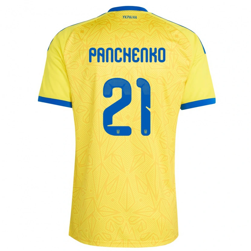 DanxenキッズウクライナMatviy Panchenko#21黄 青ホームシャツ26-28ジャージーユニフォーム