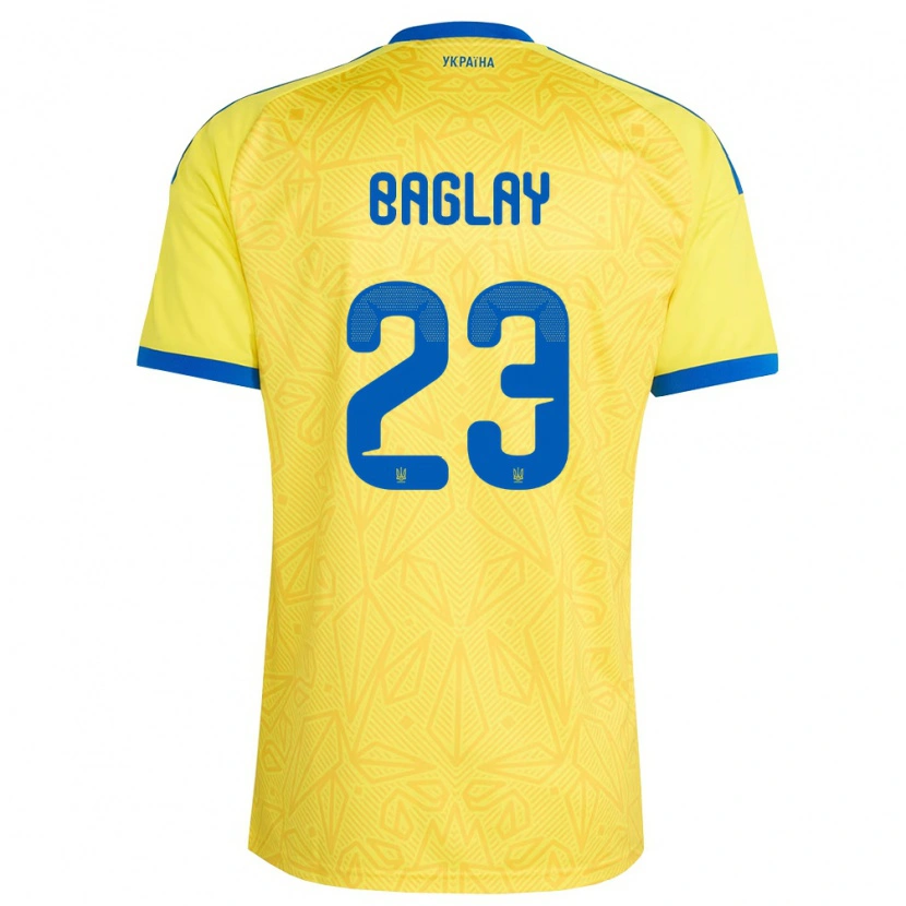 DanxenキッズウクライナRostyslav Baglay#23黄 青ホームシャツ26-28ジャージーユニフォーム