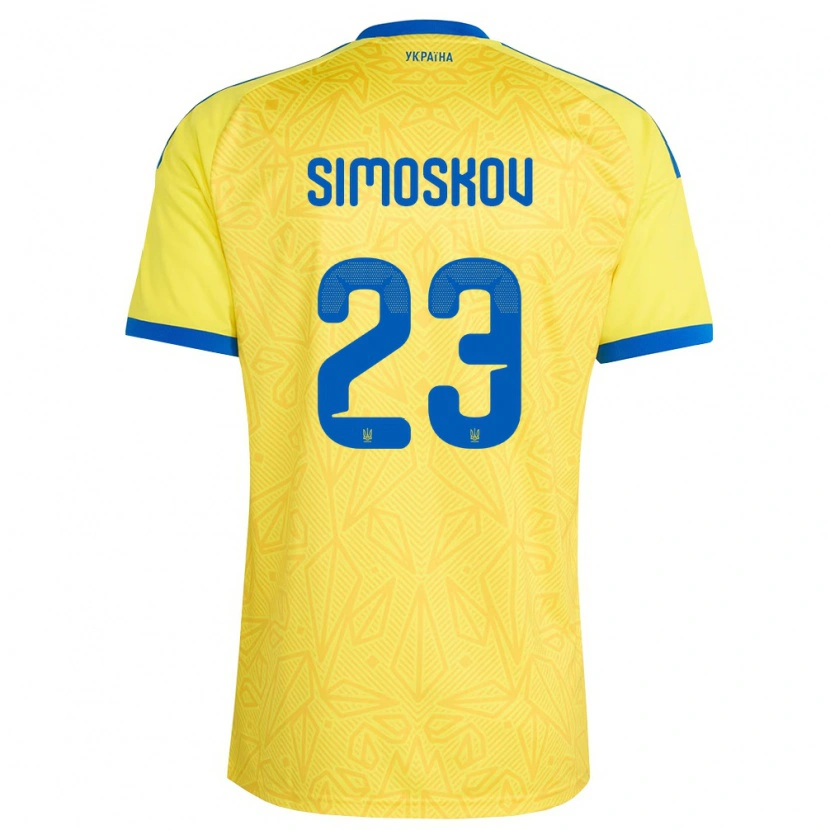 DanxenキッズウクライナAleksander Simoskov#23黄 青ホームシャツ26-28ジャージーユニフォーム