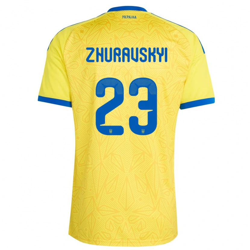 DanxenキッズウクライナYan Zhuravskyi#23黄 青ホームシャツ26-28ジャージーユニフォーム