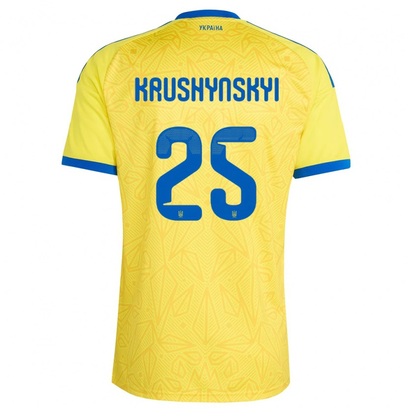 DanxenキッズウクライナBorys Krushynskyi#25黄 青ホームシャツ26-28ジャージーユニフォーム