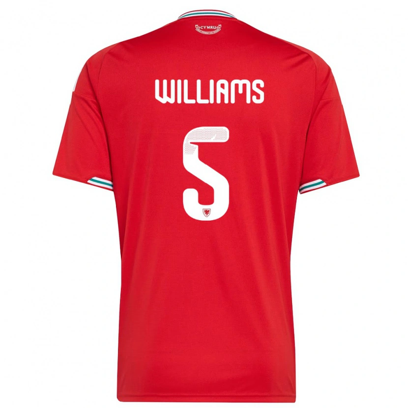 DanxenキッズウェールズAshton Williams#5赤 白 緑ホームシャツ26-28ジャージーユニフォーム