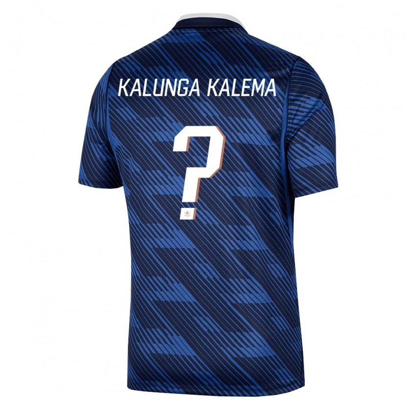 DanxenキッズフランスKevin Kalunga Kalema#0紺 青 白ホームシャツ26-28ジャージーユニフォーム