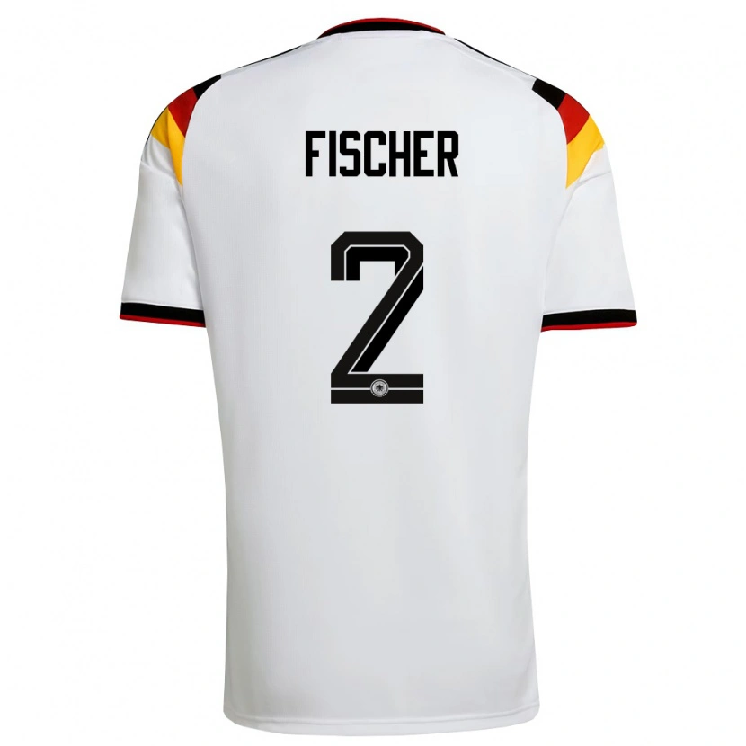 Danxenキッズドイツキリアン・フィッシャー#2白 黒 赤ホームシャツ26-28ジャージーユニフォーム