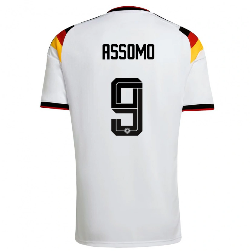 DanxenキッズドイツBastian Assomo#9白 黒 赤ホームシャツ26-28ジャージーユニフォーム