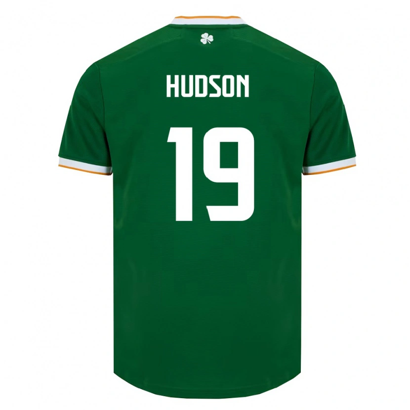 Danxenキッズアイルランド島Conor Hudson#19ダークグリーン 白ホームシャツ26-28ジャージーユニフォーム