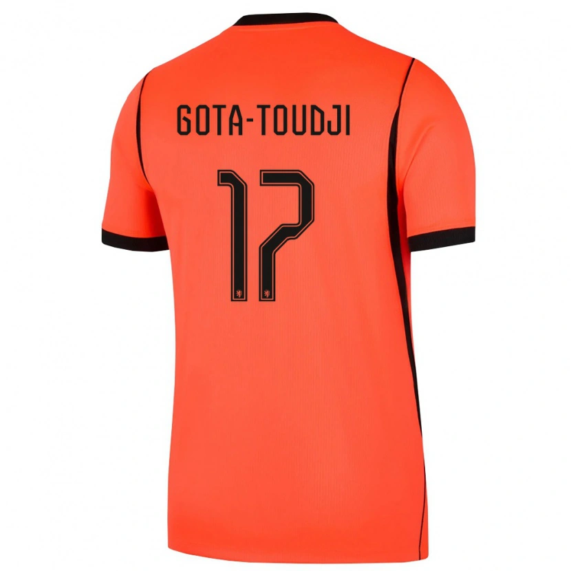DanxenキッズオランダMawulom Gota-Toudji#17オレンジ 黒ホームシャツ26-28ジャージーユニフォーム